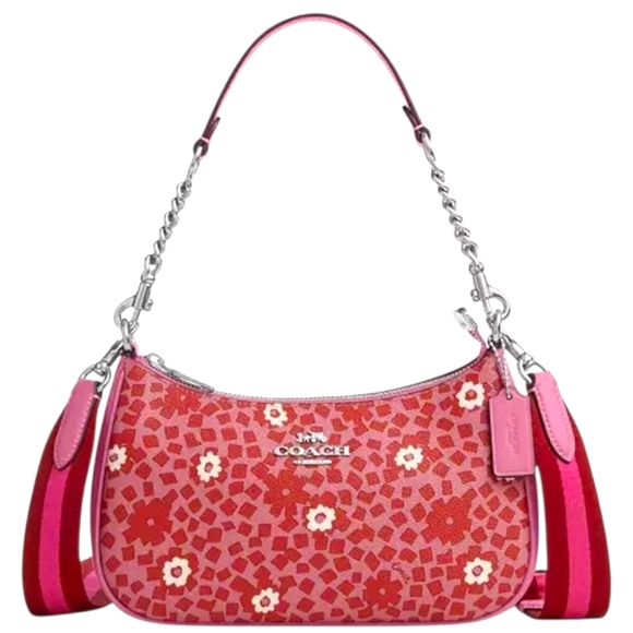 COACH Teri Shoulder Bag in Pink Multicolred Floral Print NWT Original Packaging - Picture 1 of 14